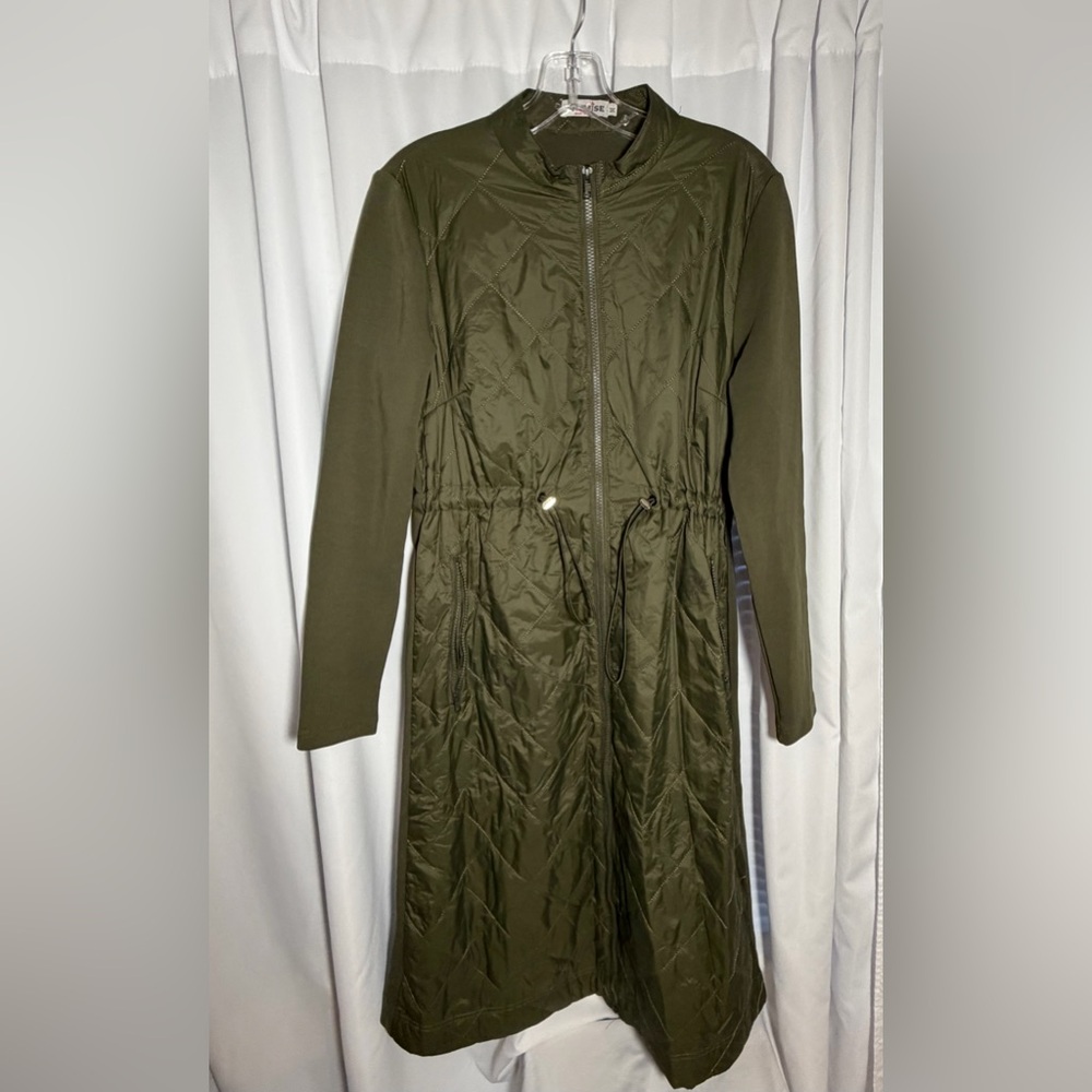 CHEMISE Olive Green Long Quilted/Knit  Jacket Sz M